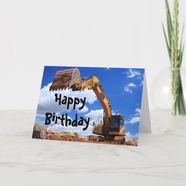 Happy Birthday Digger Tractor Card (Front)