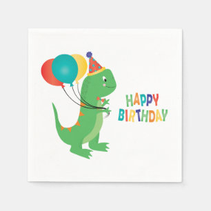 Happy Birthday Dinosaur Balloons Napkin