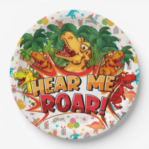 Happy Birthday Dinosaur  Paper Plate