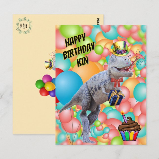 Happy Birthday Dinosaur! (Personalize Text) Postcard (Front/Back)