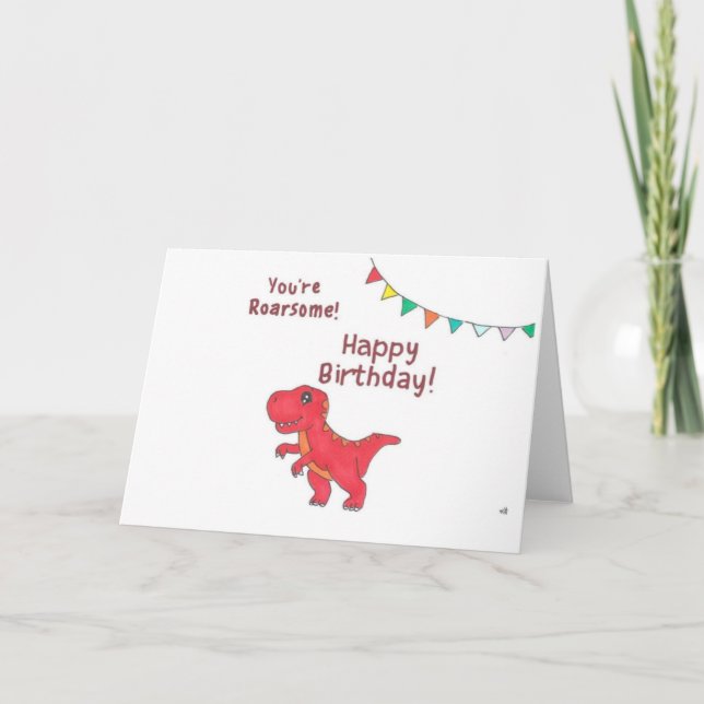 Happy Birthday Dinosaur Roarsome Birthday Card (Front)