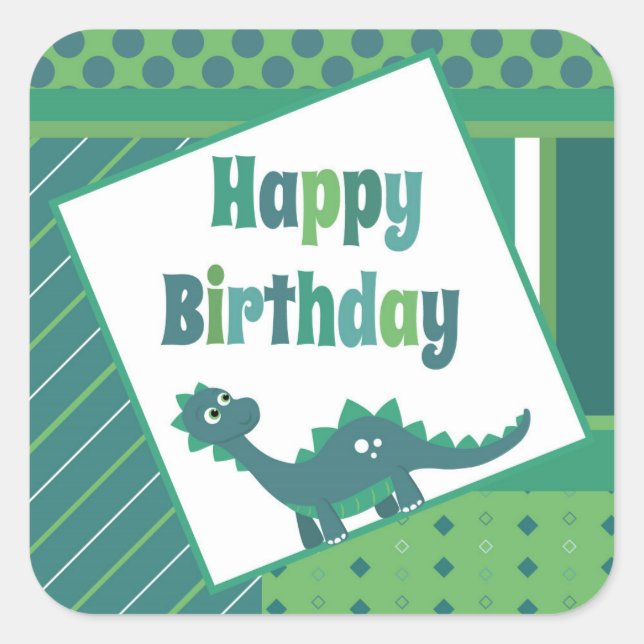 Happy birthday dinosaur stickers (Front)