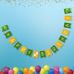 Happy Birthday Dinosaur T-Rex Green Yellow Party Bunting Flags<br><div class="desc">Does your little boy or girl love dinosaurs? This custom birthday party bunting flag is perfect! There's a big T-Rex, dinosaur footprints, the text Happy Birthday, and a green and yellow background. The bunting flags make a great personalized addition to your birthday celebration for a young fan of prehistoric dinos!...</div>
