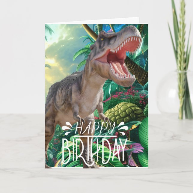 Happy Birthday Dinosaur T Rex Jurassic Card (Front)