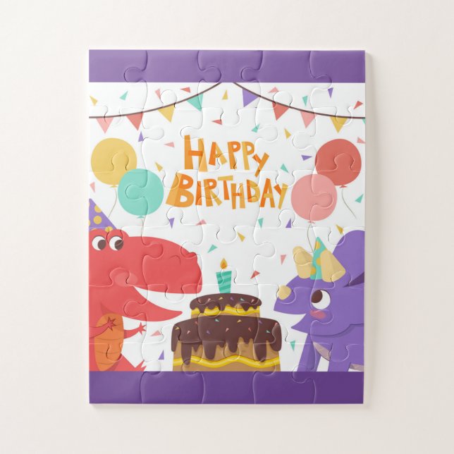Happy Birthday Dinosaurs Jigsaw Puzzle (Vertical)
