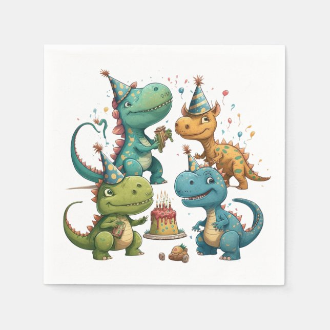 Happy Birthday Dinosaurs Napkin (Front)