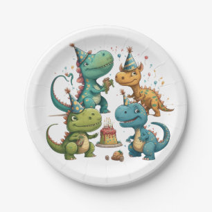 Happy Birthday Dinosaurs Paper Plate