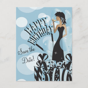 Happy Birthday Diva Girl DIY Name Aqua Announcement Postcard
