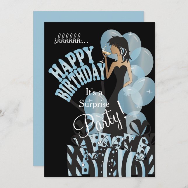 Happy Birthday Diva Girl | DIY Name | Aqua Invitation (Front/Back)