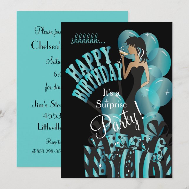 Happy Birthday Diva Girl | DIY Name | Invitation (Front/Back)