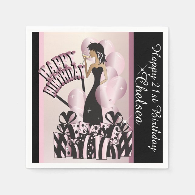 Happy Birthday Diva Girl | DIY Name | Pink Napkin (Front)