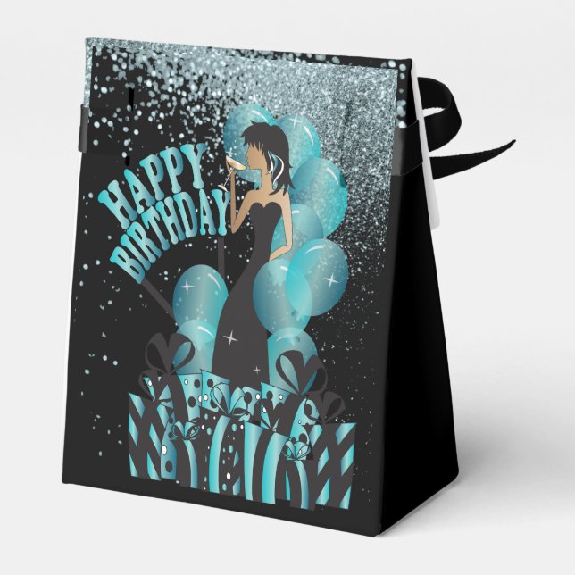 Happy Birthday Diva Girl | DIY Name | Turquoise Favor Box (Back Side)