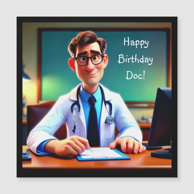 Happy Birthday Doc Magnetic Card (Front)