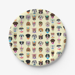 Happy Birthday Dog Faces Pawty Animals Paper Plate