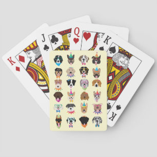 Happy Birthday Dog Faces Pawty Animals Playing Cards