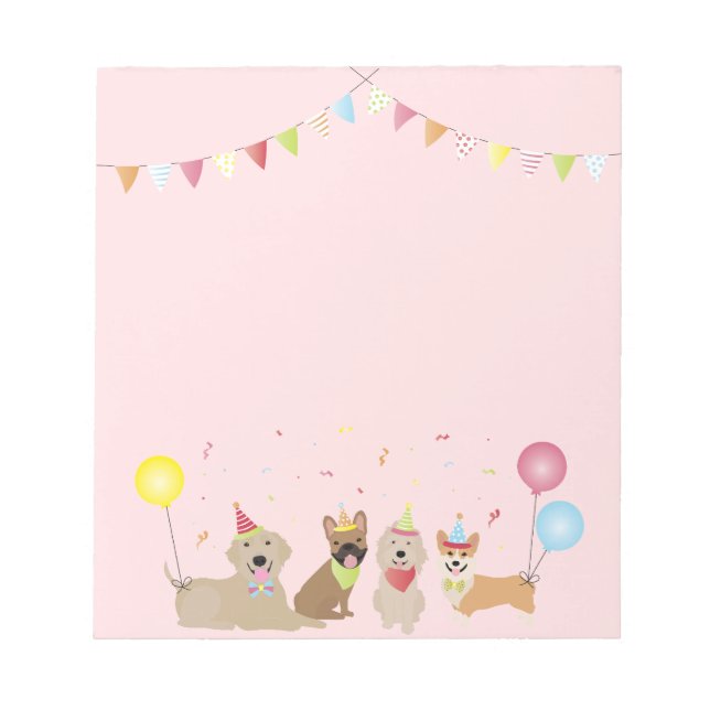Happy Birthday Dog Party Notepad (Front)