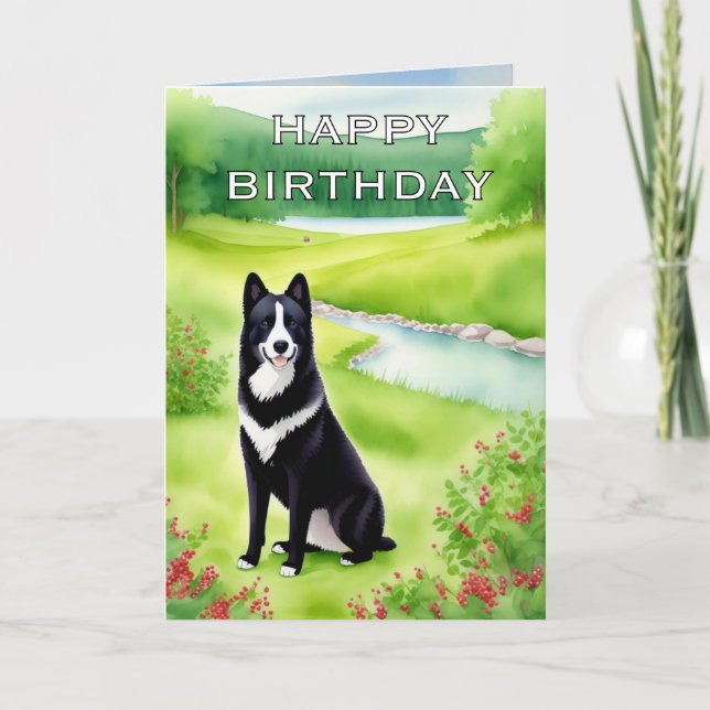 Happy Birthday Dog (watercolor) Card (Front)