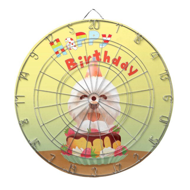 Happy Birthday Dog with Cake Dartboard (Front)
