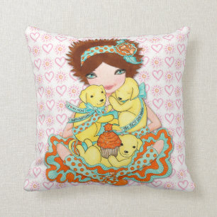 Happy Birthday Doggie Mom with Yellow Labs Throw Pillow