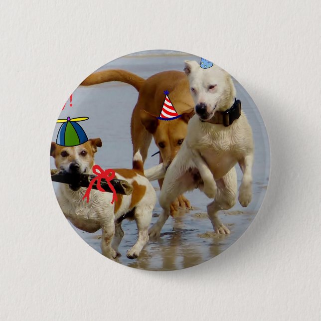 happy birthday dogs 2 inch round button (Front)