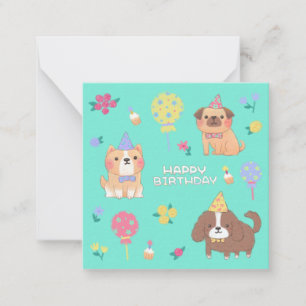 Happy Birthday: Dogs, Balloons & Flowers Card