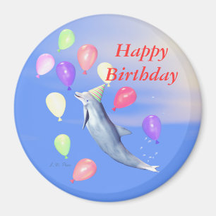 Happy Birthday Dolphin Magnet