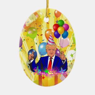 happy birthday donald trump ceramic ornament