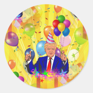 happy birthday donald trump classic round sticker