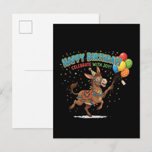 Happy Birthday Donkey Celebration Invitation Postcard