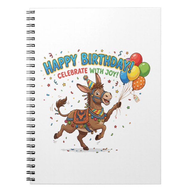  Happy Birthday Donkey Celebration Notebook (Front)