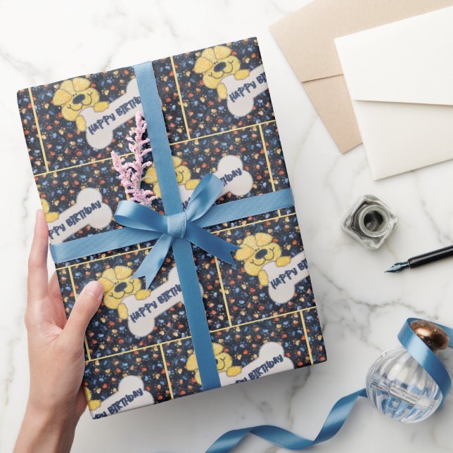 Happy Birthday Dot Bone Wrapping Paper (Gifting)