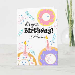Happy Birthday Doughnuts Custom Text Greeting Card
