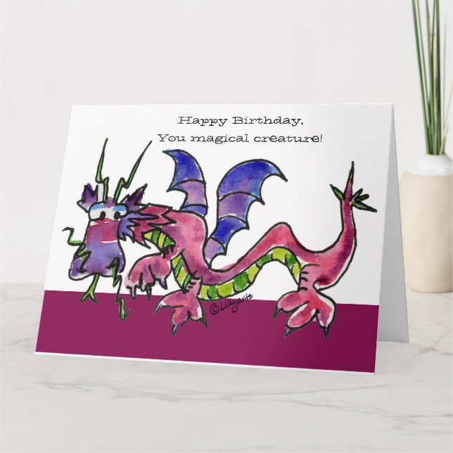 Happy Birthday Dragon Beast Friend Card (Front)