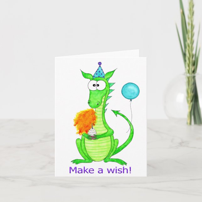 Happy Birthday Dragon Folded Greeting Card (Front)