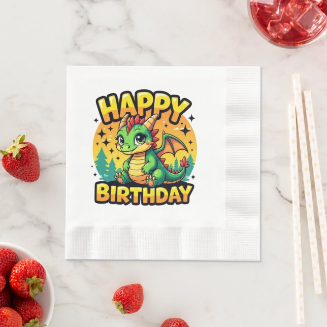Happy Birthday Dragon Napkin (Insitu)