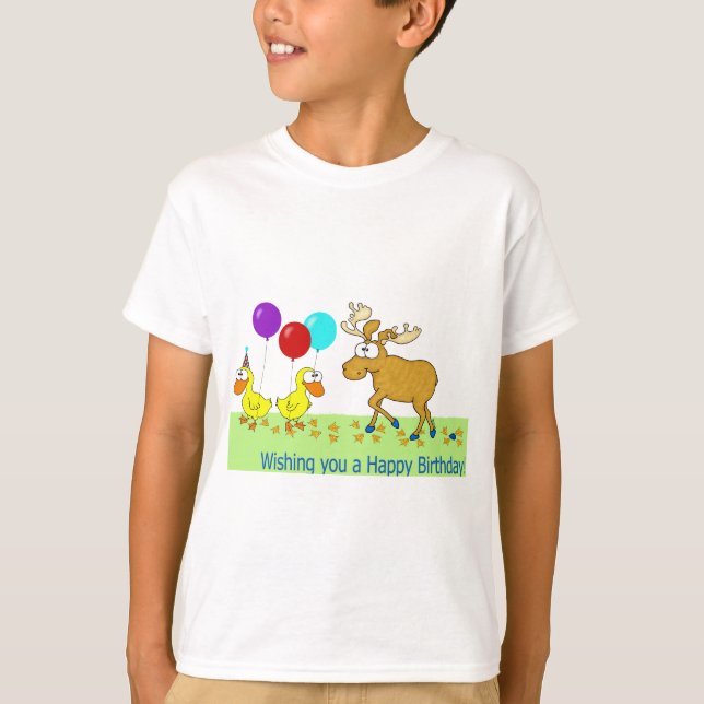 Happy Birthday Duck Duck Moose T-Shirt (Front)