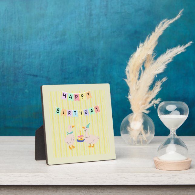 happy birthday duckling banner plaque (Insitu)