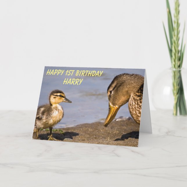 Happy Birthday Duckling & Mom Personalized Card (Front)