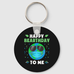 Happy Birthday Earth Day Funny Earth Wearing Mask Keychain