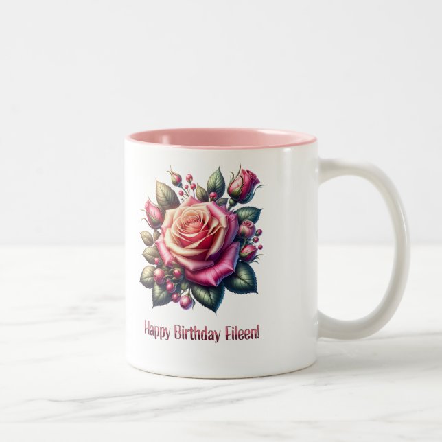 Happy Birthday Eileen Two-Tone Coffee Mug (Right)