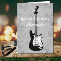 Happy Birthday Electric Guitar Black and White