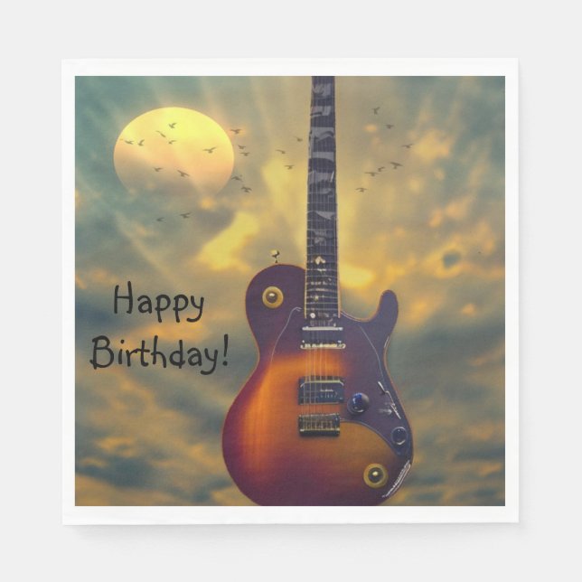 Happy Birthday Electric Guitar Napkin (Front)