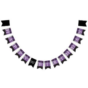 Happy Birthday 🎈Elegant Amethyst Purple and Black Bunting Flags