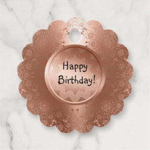Happy Birthday! Elegant, gold pattern Favour Tags