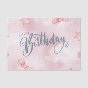 Happy Birthday Elegant Pink Pastel Cute Tissue Paper