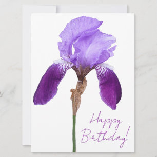 Happy birthday elegant purple floral cute girly    holiday card