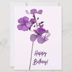 Happy birthday elegant purple flowers fine art  holiday card