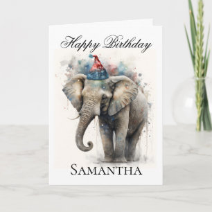 Happy Birthday Elephant Folded Greeting Card