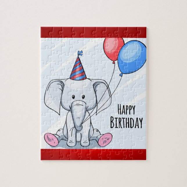 Happy Birthday Elephant Jigsaw Puzzle (Vertical)