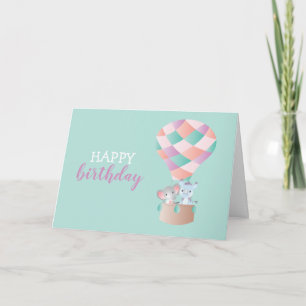 Happy Birthday Elephant Rhinoceros Card